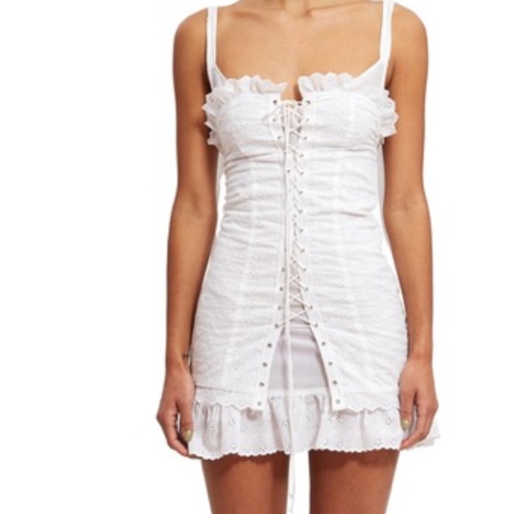 White lace up corset dress Clearance